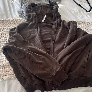 ALO Yoga Taupe Zip-Up Jacket